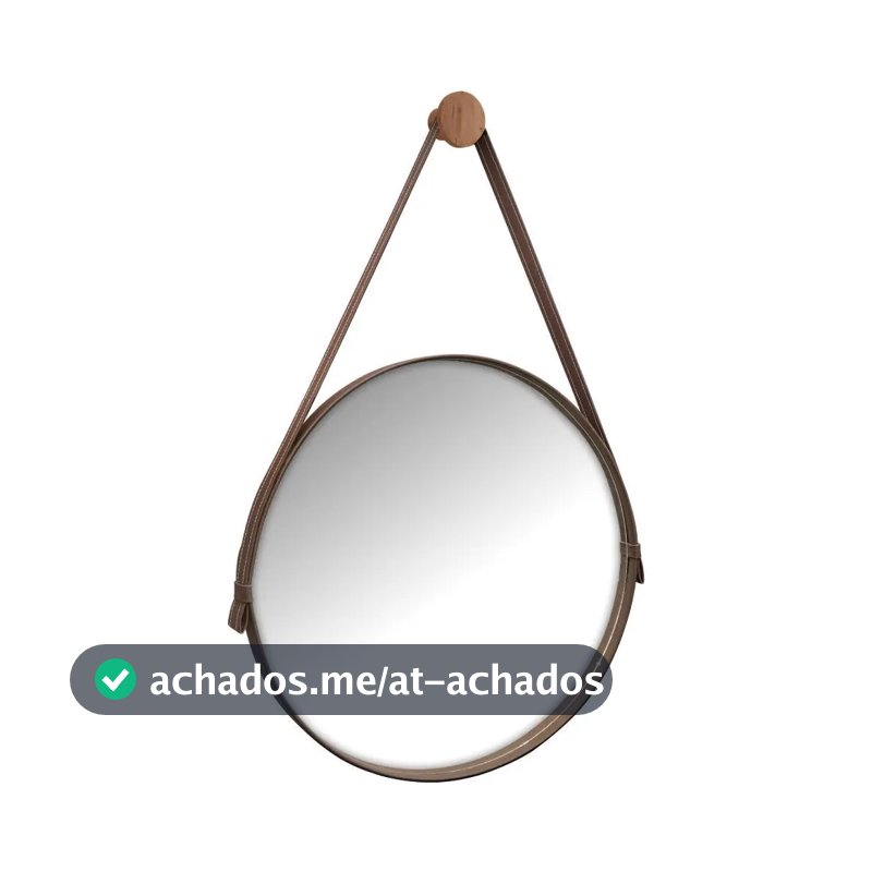 Espelho Casa Decoração 50cm Adnet Couro Cor Marrom