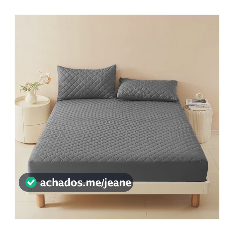 Capa Protetor Colchão Queen Impermeável Matelado Cores Cor Chumbo