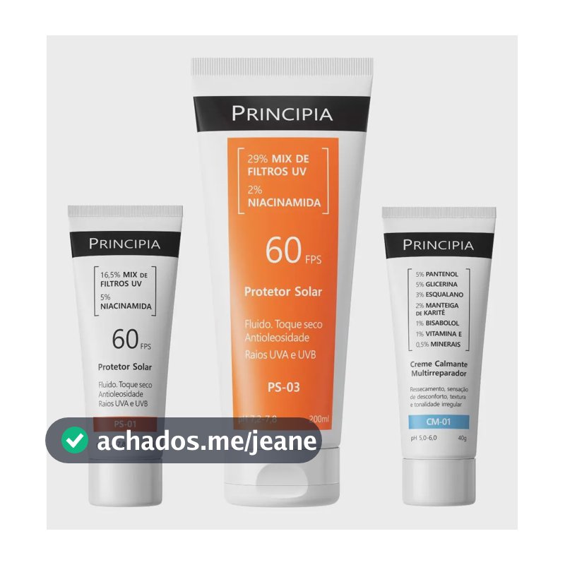 Principia Kit Proteção Solar Completa Ps03 Corporal + Ps01 Facial + Cm-01
