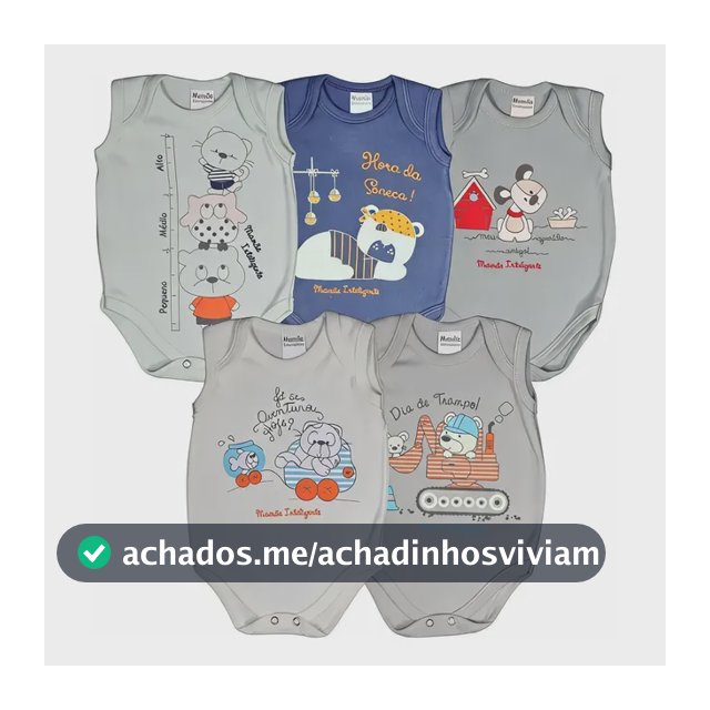 Body Bebê Regata Estampado - 5 Peças Mamãe Inteligente