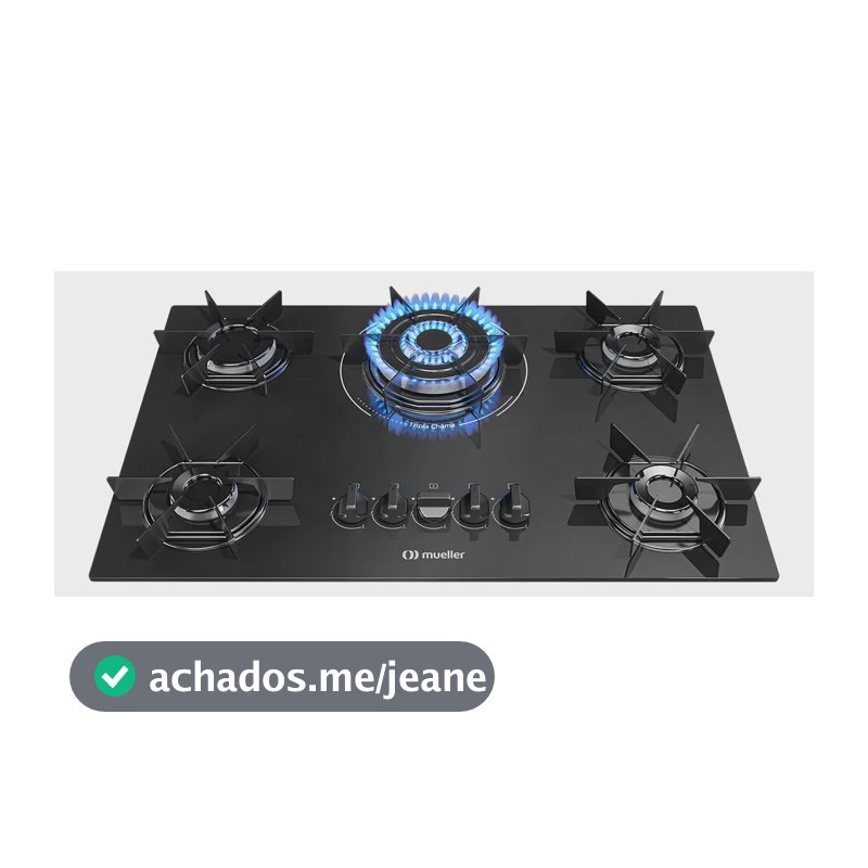 Cooktop 5 Bocas Mueller Mcg5bc Mesa De Vidro Tripla Chama Super Automático Preto
