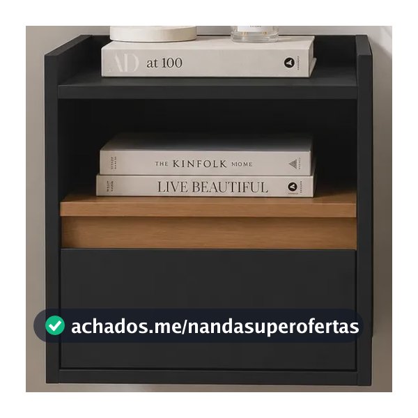Mesa Cabeceira Aya Preta Gaveta E Nicho Design Minimalista