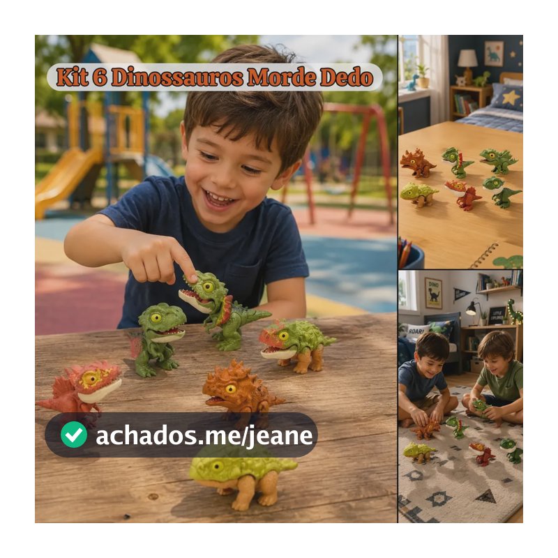 6 Dinossauro Morde Dedo Sensorial Infantil Mini Colecionável