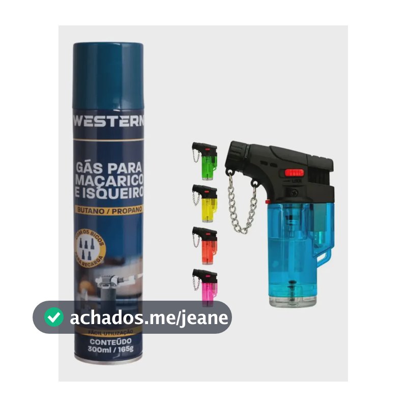 Kit Mini Maçarico Portátil Recarregável + 1 Refil Gás Butano