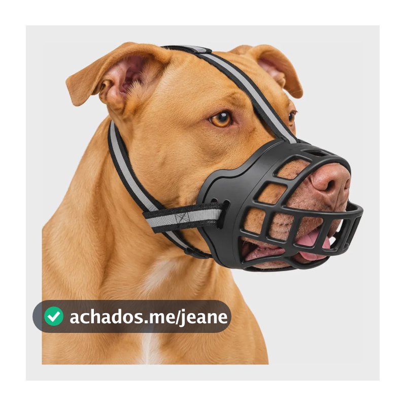 Focinheira Para Cães Do Pp Ao Xg Tamanho  Ajustável Pitbull Preto G