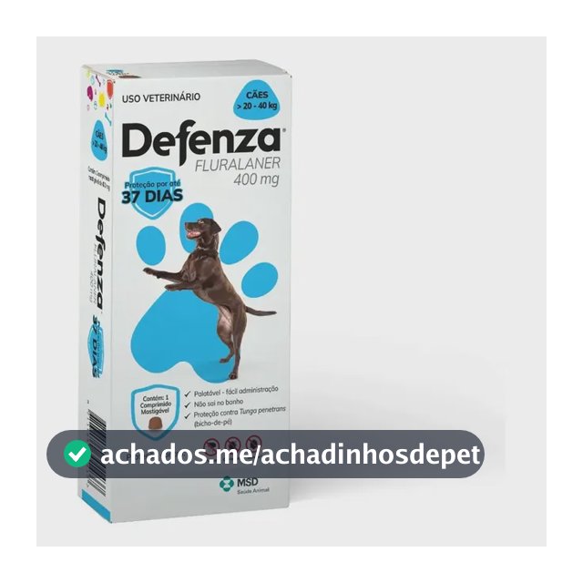 Defenza Antipulgas E Carrapatos Msd Cães 20 A 40 Kg Cor Azul