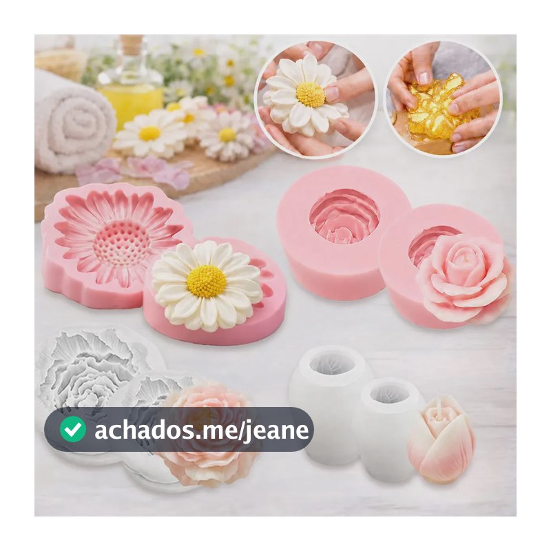 Molde de Silicone Flores 3D com 8 Cavidades, Para Sabonetes e Velas