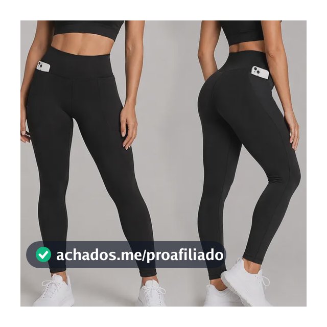 Kit 2 Calças Legging Feminina Grossa Cintura Alta Com Bolso