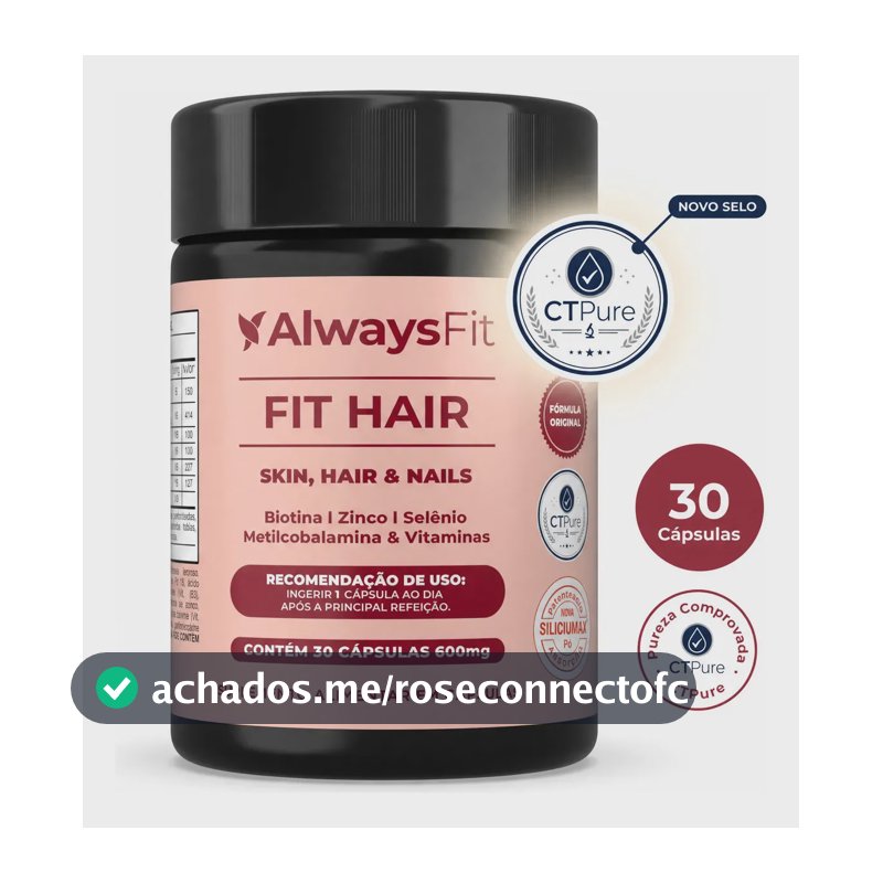 FitHair AlwaysFit | Biotina + Zinco + Ferro + Cobre + Cisteína + Vitaminas | 30 Cápsulas