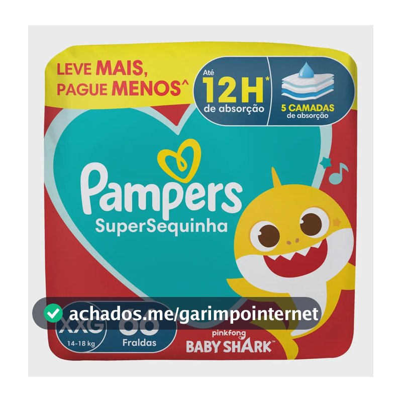 Fralda Descartável Pampers Supersequinha Tamanho XXG 66 Unidades