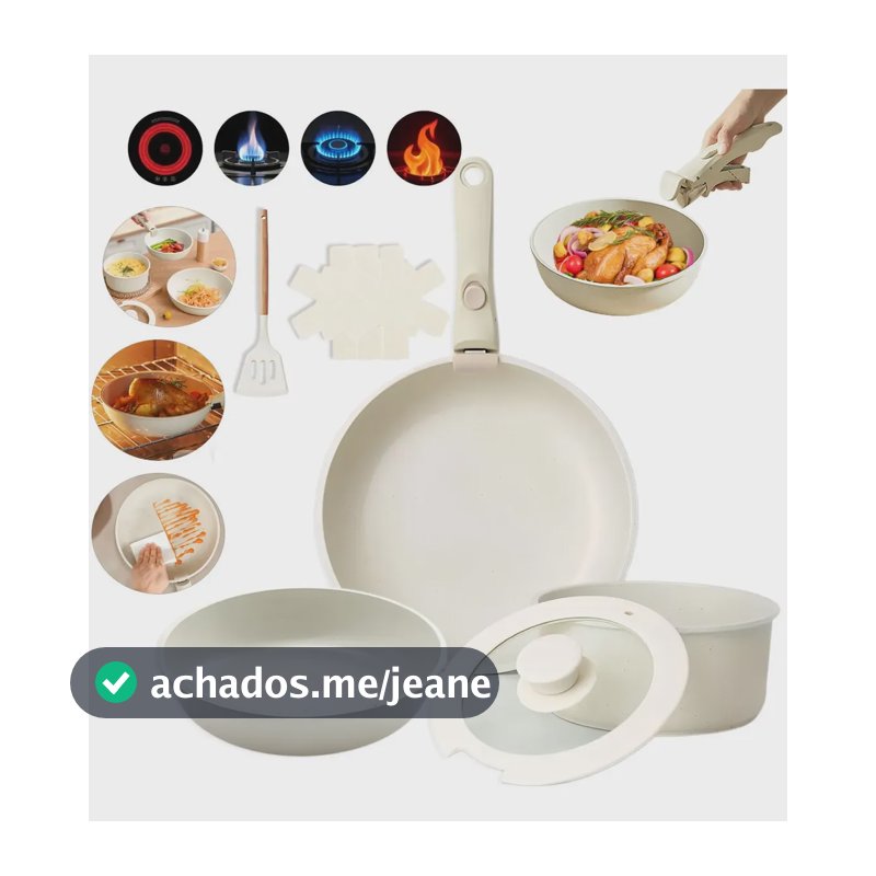 Jogo De Panelas Indução/gás Cerâmico Antiaderentes 9pçs Branco