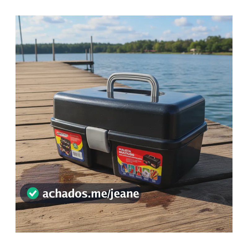 Caixa Maleta Organizadora Ferramentas Pesca 2 Bandejas 31cm Preto