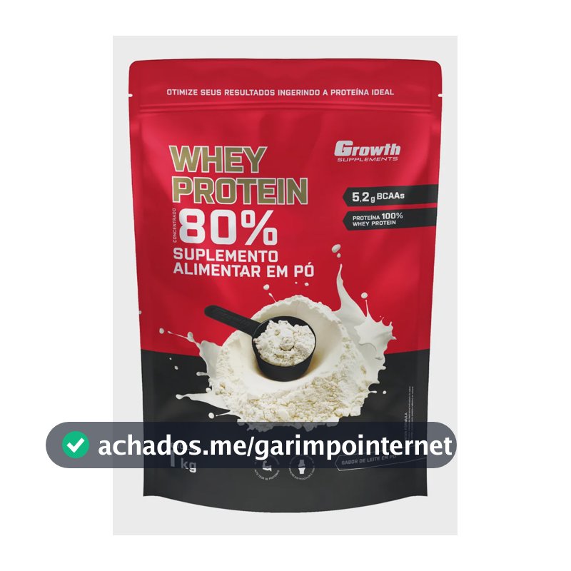 Proteína Growth Supplements Whey concentrado em pó sabor Leite em Pó x 1kg