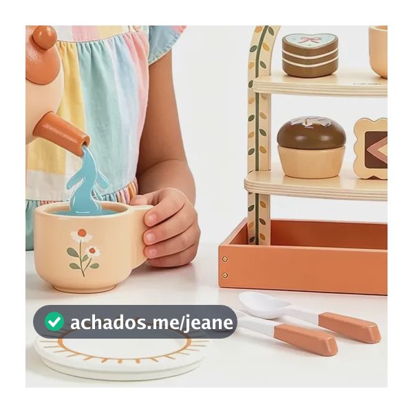 Brastoy Brinquedo De Madeira Conjunto Chá Da Tarde Infantil Multicolorido