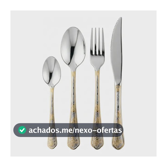Jogo De Talheres 24 Peças Banhados A Ouro Aço Inox Premium Prateado
