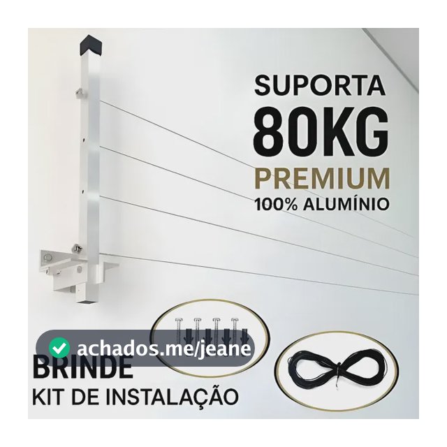 Varal De Roupas 2 Hastes Dobravel Aluminio Retratil Até 80kg