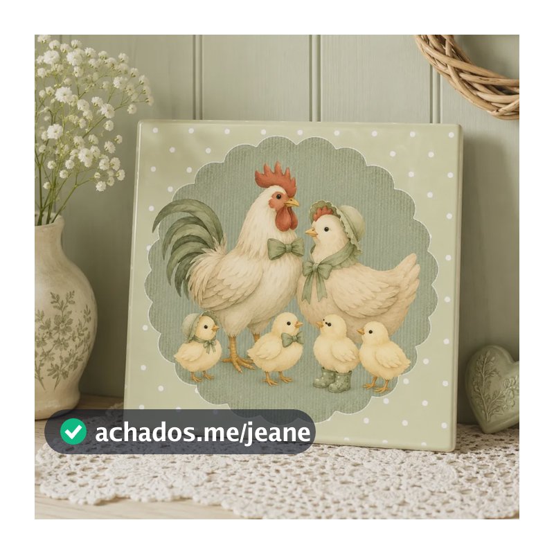 Azulejo Família De Galinhas Farmhouse 15x15cm Sem Moldura