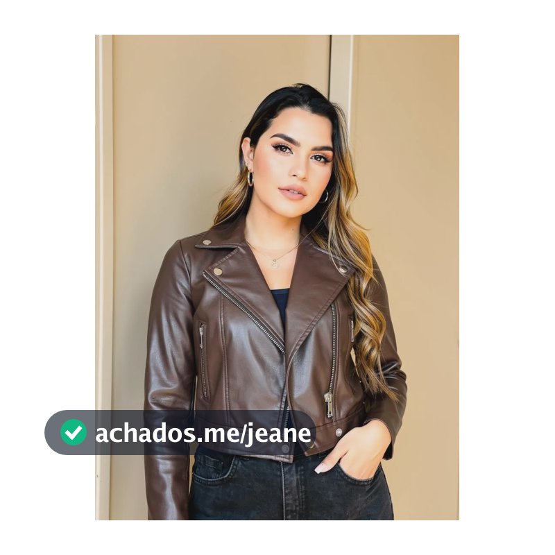 Jaqueta Feminina Couro Frio Fake Inverno Modas Elegante Marrom Gg Liso