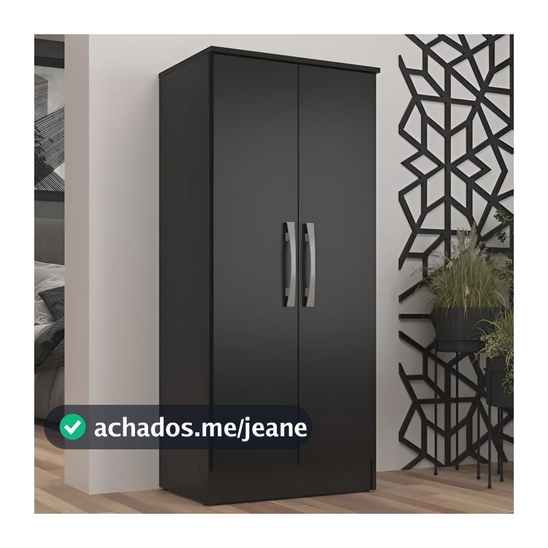 Armário Multiuso 2 Portas Preto Regente