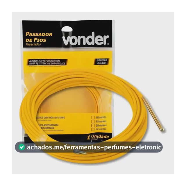 Guia Passa Fios 20 Metros Sonda Pvc Com Alma De Aço Vonder 127/220v