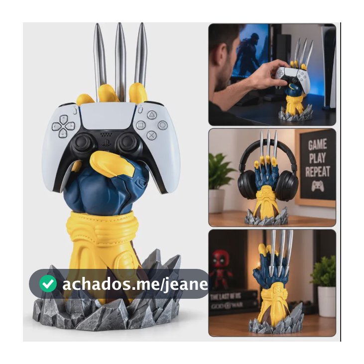 Suporte Controle Gamer Garra 3d Ps5 Xbox Setup Geek Premium Amarelo