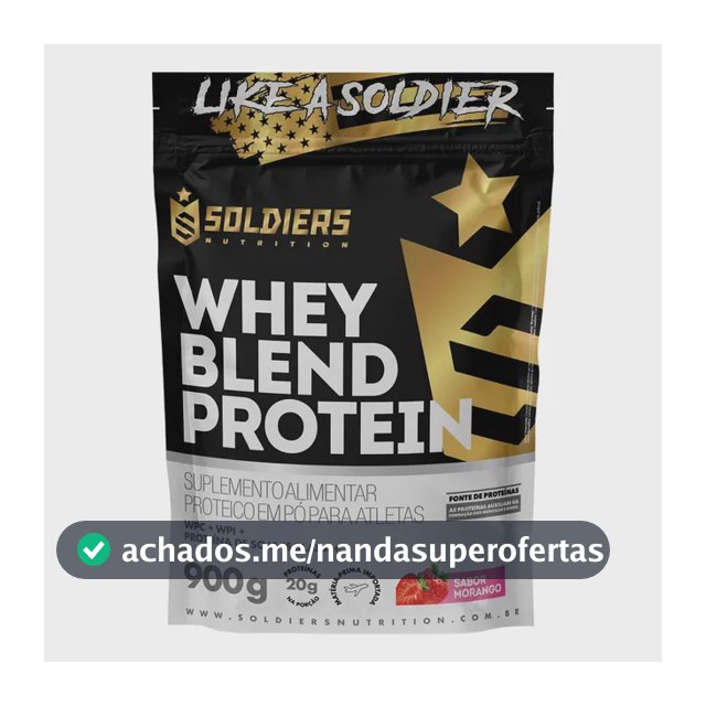 Whey Blend Protein Concentrado e Isolado 900g Sabor Morango Soldiers Nutrition