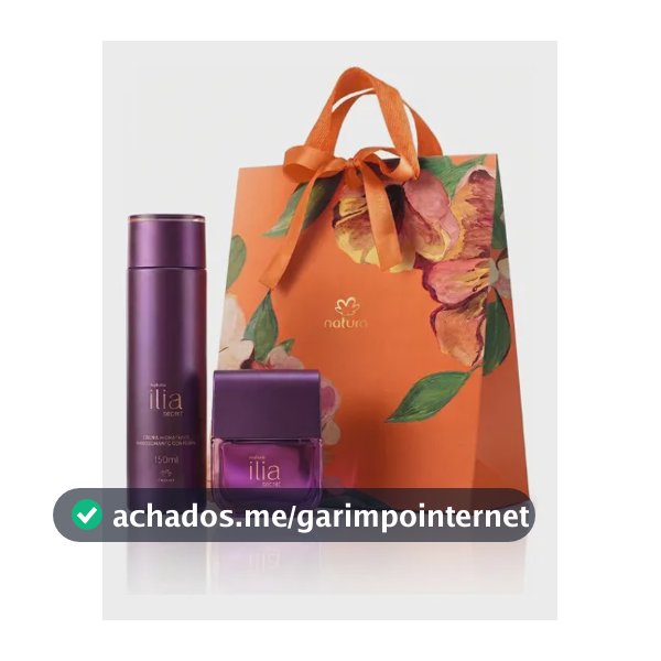 Kit Natura Ilía: Deo Parfum Secreto 25ml + Hidratante Corporal 150ml + Sacola P Com Laço
