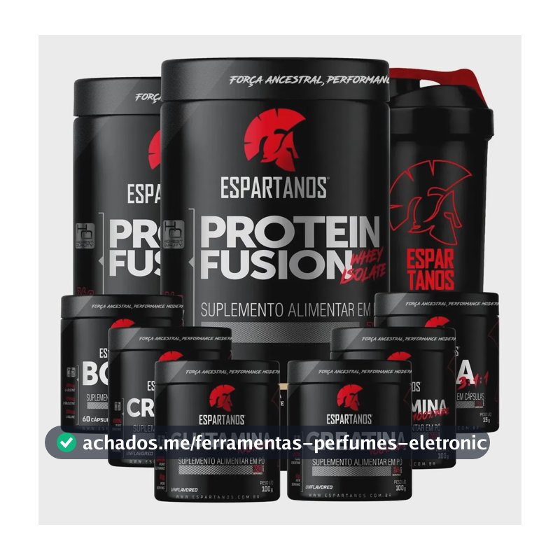 Kit 2x Whey Fusion + 2x Bcaa + 2x Crea + 2x Glutamina + Copo Sabor Chocolate/Baunilha