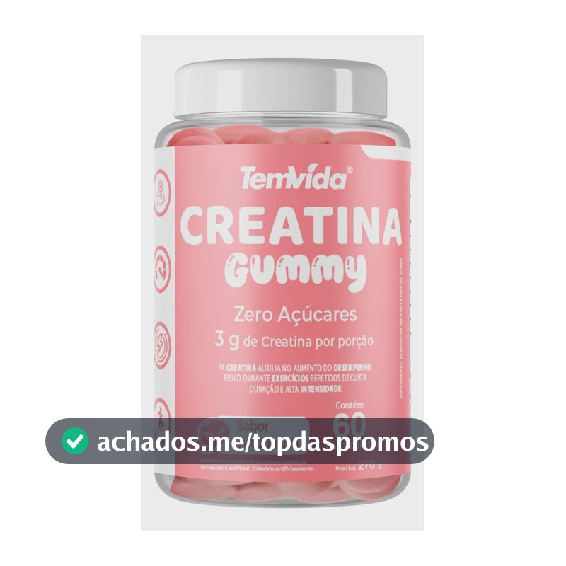 Creatina Gummy em Gomas Zero Açúcar 60 Unidades 3g Tem Vida