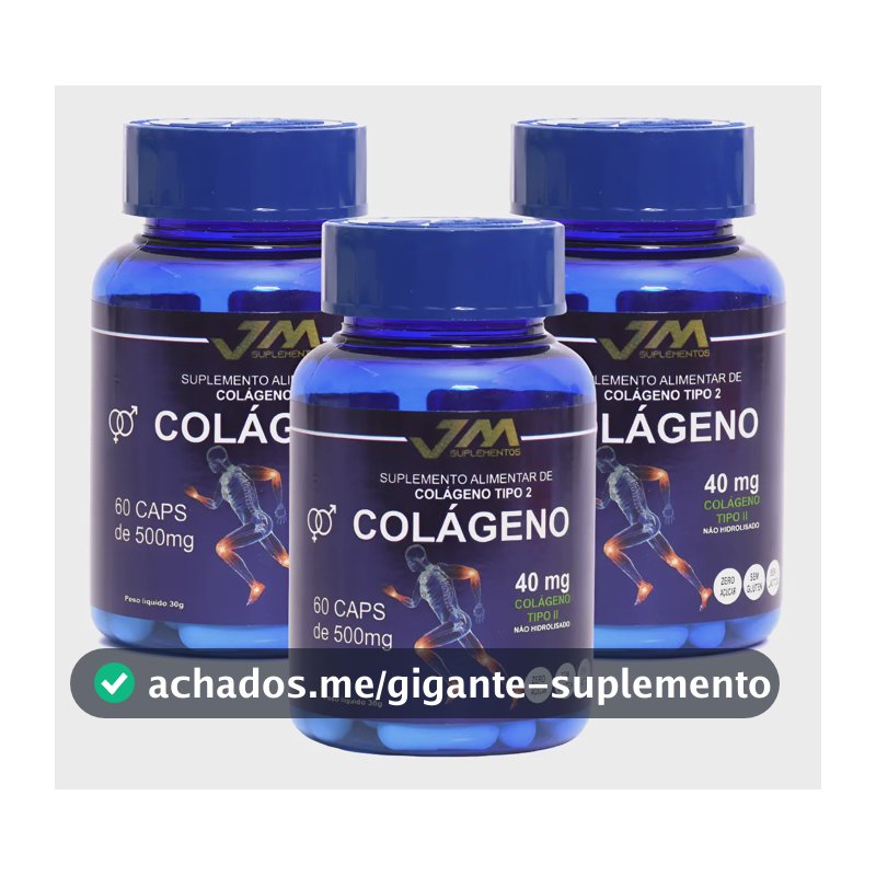 Kit 3 Potes Colágeno Tipo 2 40mg 60 Capsulas  Jm Suplemento