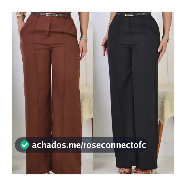 Kit 2 Calça Pantalona Feminina Alfaiataria Elegante C/ Cinto