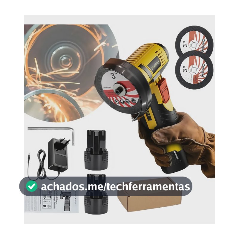 Esmerilhadeira Angular Lixadeira Portátil Sem Fio 2bateria Amarelo 127/220v 50hz/60hz