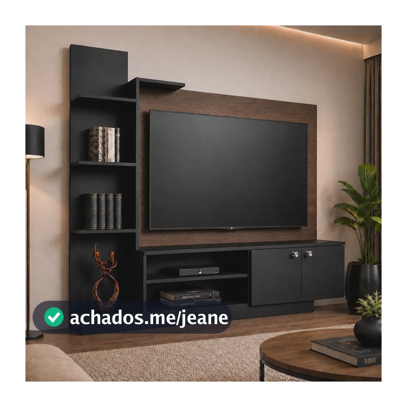 Rack Estante Com Painel Para Tv Até 65 Polegadas Preto/castanho