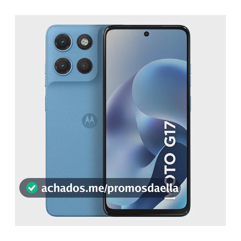 Smartphone Motorola Moto G17 4g - 128gb 4gb Ram + 8gb Ram Boost, Camera 50mp Sony Lytia 600, Tela Fhd+ 60hz, Bateria 5200 Mah - Azul