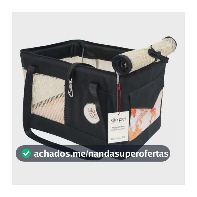 Bolsa Transporte Viagem São Pet Azul Cor Preta 43x31,5x20 Cm