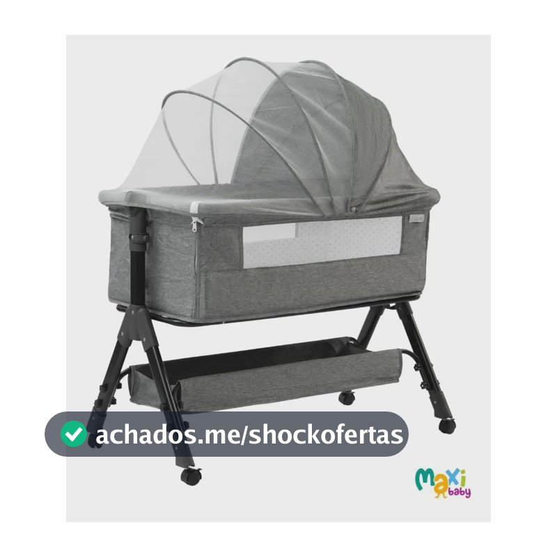 Berço Portátil Funcional Maxy Baby Cinza Belle Cinza
