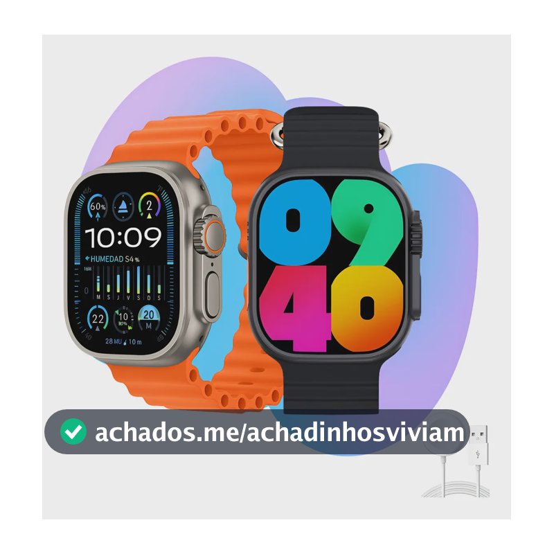 Relogio Smartwatch 10 Ultra Plus Preto Tela AMOLED Monitor Saúde GPS Bluetooth