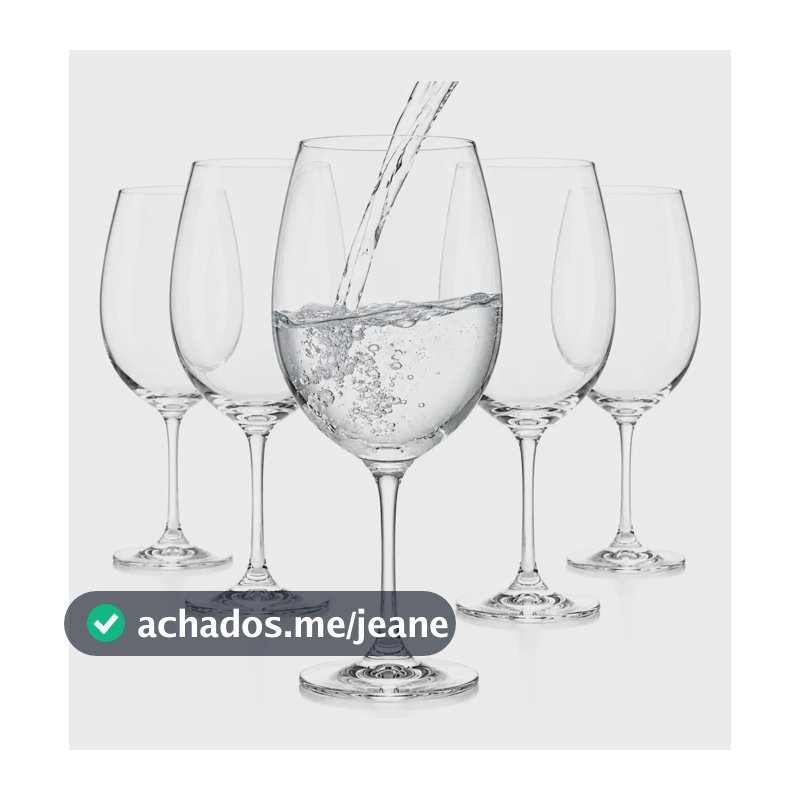 Jogo 6 Taças Água Cristal 440ml Sidera Elegância Premium Transparente
