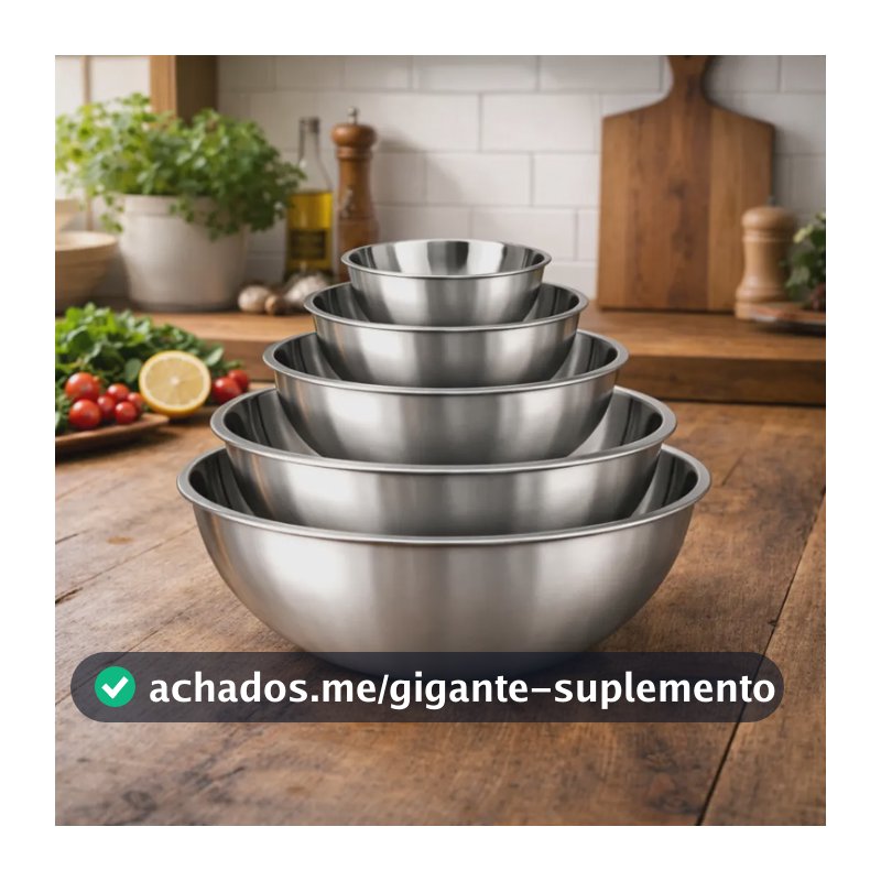 5 Tigelas Bowl Inox Com Medidor Multiuso Cozinha Misture, Meça E Prepare Receitas Com Precisão Profissional