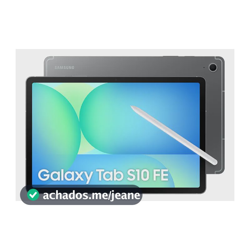 Tablet Samsung Galaxy Tab S10 FE 5G, 128GB, 8GB RAM, Tela Imersiva de 10.9" 90Hz, Camera Traseira de 13MP, Câmera Frontal de 12MP Ultra Wide, Wifi 6, IP68, Android 15 Cinza