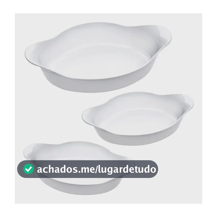 Marinex Conjunto de Assadeiras Oval Opaline 3 Peças Branco
