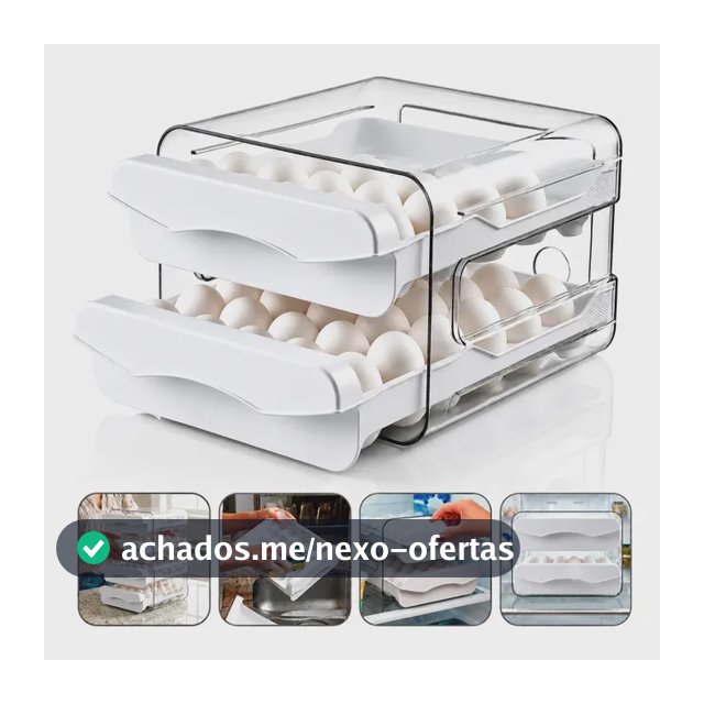 Porta Ovos Organizador Gaveteiro Duplo Acrílico 32 Cavidades Branco