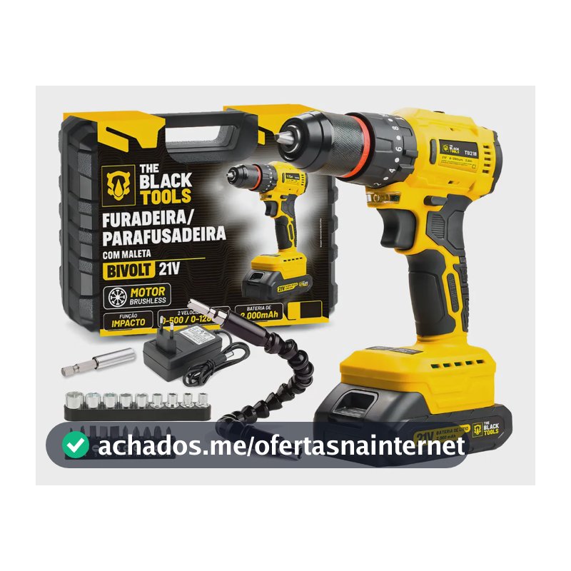 Furadeira E Parafusadeira De Impacto Brushless A Bateria Profissional Maleta E Acessorios The Black Tools