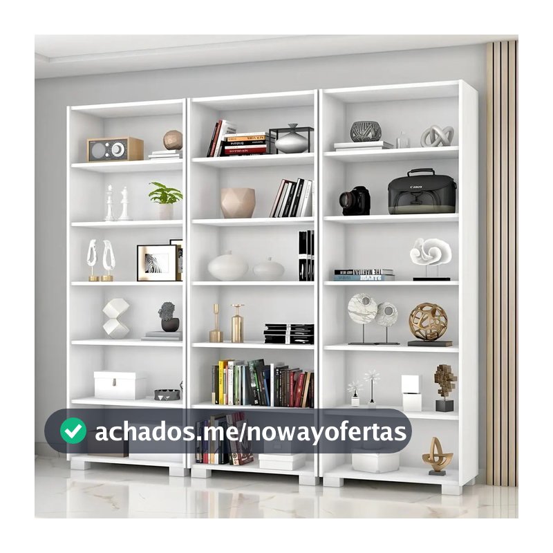 Kit 3 Estantes Para Livros 5 Prateleiras 188cmx181,5cm Wt