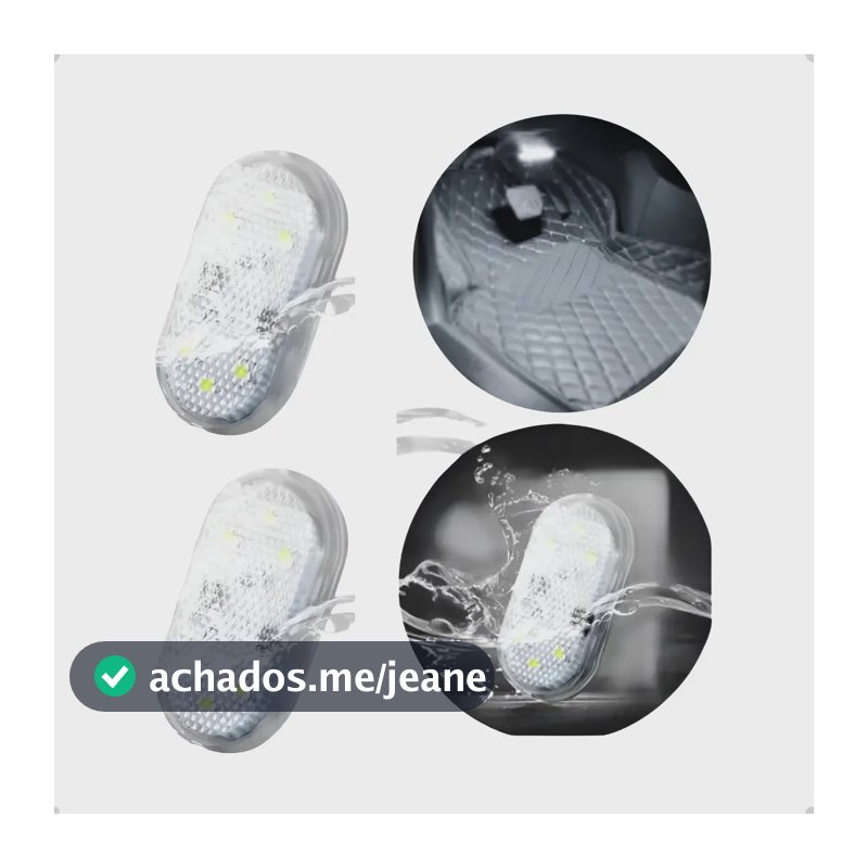 Kit 5 Lâmpada Led Branca Toque Adesivo Velcro Interior Carro Usb Azul-celeste 5 Unidades