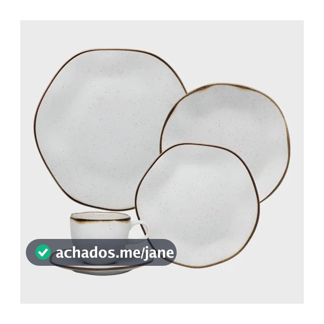 Aparelho de Jantar e Chá Ryo Maresia 20 Peças Off White e Marrom Oxford
