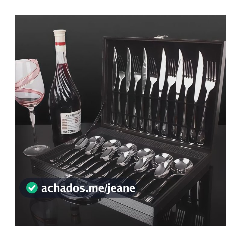 Jogo De Talheres Aço Inox 24 Peças Faqueiro Com Maleta Prateado