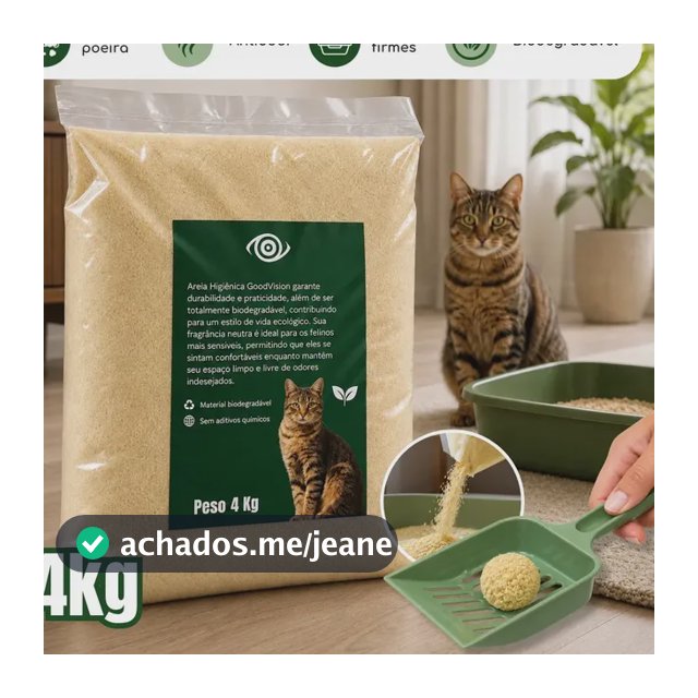 Areia Higiênica Para Gatos Feita de Mandioca e Milho Biodegradável Alta Absorção Baixo Odor 4kg - GoodVision