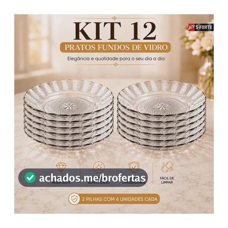 Kit 12 Prato Fundo De Vidro Transparente Estrela Para Restaurantes Servir Sopas Caldos Risotos E Massas
