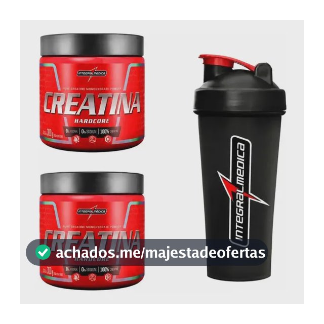 Kit 2 Creatina Integralmedica 300g + Coqueteleira 600ml Neutro